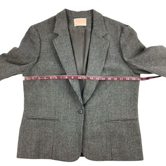 Vintage Pendleton Virgin Wool Blazer Women Sz 10 - 12 Petite Grey Single Button - Picture 9 of 14